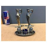 Victorian/Nouveau - Condiment Set & Candlesticks Victorian/Nouveau - Condiment Set & Candlesticks