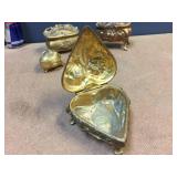 (4) Victorian/Nouveau Cast Metal - Hinged "Casket" Jewelry Boxes - 24K (4) Victorian/Nouveau Cast Metal - Hinged "Casket" Jewelry Boxes - 24K