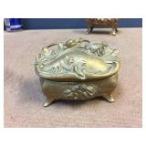 (4) Victorian/Nouveau Cast Metal - Hinged "Casket" Jewelry Boxes - 24K (4) Victorian/Nouveau Cast Metal - Hinged "Casket" Jewelry Boxes - 24K