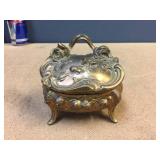 (4) Victorian/Nouveau Cast Metal - Hinged "Casket" Jewelry Boxes - 24K (4) Victorian/Nouveau Cast Metal - Hinged "Casket" Jewelry Boxes - 24K