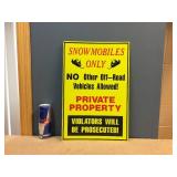 Vintage "Snowmobiles Only" Metal Sign 12" x 18" - Decent Vintage "Snowmobiles Only" Metal Sign 12" x 18" - Decent