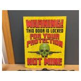 4 Warning Type Signs - 3 Metal 1 Embossed Plastic 4 Warning Type Signs - 3 Metal 1 Embossed Plastic