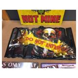 4 Warning Type Signs - 3 Metal 1 Embossed Plastic 4 Warning Type Signs - 3 Metal 1 Embossed Plastic