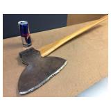 Antique Broad Axe Head - Stamped - with Newer Handle Antique Broad Axe Head - Stamped - with Newer Handle