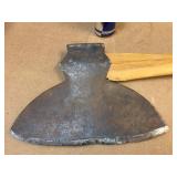 Antique Broad Axe Head - Stamped - with Newer Handle Antique Broad Axe Head - Stamped - with Newer Handle