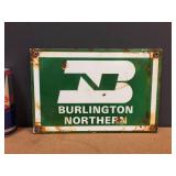 Burlington Northern Porcelain Metal Sign - 12" x 8" Burlington Northern Porcelain Metal Sign - 12" x 8"