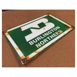 Burlington Northern Porcelain Metal Sign - 12" x 8" Burlington Northern Porcelain Metal Sign - 12" x 8"