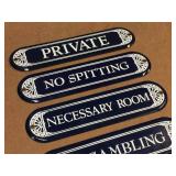 Set of 5 Ande Rooney - Enameled Signs - 10" x 2 1/2" Set of 5 Ande Rooney - Enameled Signs - 10" x 2 1/2"
