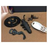 Group Cast Iron - Boot Jack - Trivet - Soap Dish - Hook Group Cast Iron - Boot Jack - Trivet - Soap Dish - Hook