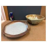 2 Artisan Pottery Pcs - Signed 2 Artisan Pottery Pcs - Signed