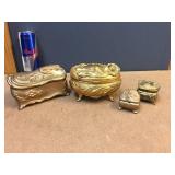 Antique Cast "Casket" Victorian Jewelry Boxes Including Benedict Antique Cast "Casket" Victorian Jewelry Boxes Including Benedict