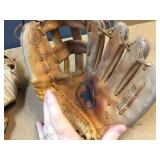 3 Vintage Leather Ball Gloves - Right Hand Throw 3 Vintage Leather Ball Gloves - Right Hand Throw