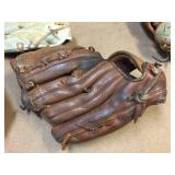 4 Vintage Leather Ball Gloves - Right Hand Throw 4 Vintage Leather Ball Gloves - Right Hand Throw