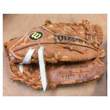 4 Vintage Leather Ball Gloves - Right Hand Throw 4 Vintage Leather Ball Gloves - Right Hand Throw