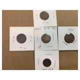 5 U.S. Indian Head Pennies 1862 - 1881 - 1889 - 1893 - 1896 5 U.S. Indian Head Pennies 1862 - 1881 - 1889 - 1893 - 1896