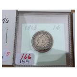5 U.S. Indian Head Pennies 1863 - 1881 - 1890 - 1893 - 1896 5 U.S. Indian Head Pennies 1863 - 1881 - 1890 - 1893 - 1896