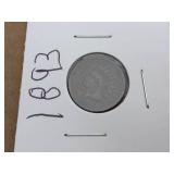 5 U.S. Indian Head Pennies 1863 - 1881 - 1890 - 1893 - 1896 5 U.S. Indian Head Pennies 1863 - 1881 - 1890 - 1893 - 1896