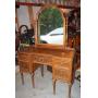 Antique Wood Vanity Desk with Mirror
