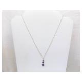 .925 Sterling Silver Stacked Amethyst Crystal Pendant Necklace .925 Sterling Silver Stacked Amethyst Crystal Pendant Necklace