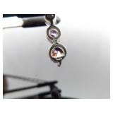 .925 Sterling Silver Stacked Amethyst Crystal Pendant Necklace .925 Sterling Silver Stacked Amethyst Crystal Pendant Necklace