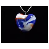.925 Sterling Silver Blown Glass Heart Pendant Necklace .925 Sterling Silver Blown Glass Heart Pendant Necklace