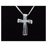.925 Sterling Silver Crystal Cross Pendant Necklace .925 Sterling Silver Crystal Cross Pendant Necklace