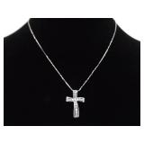 .925 Sterling Silver Crystal Cross Pendant Necklace .925 Sterling Silver Crystal Cross Pendant Necklace