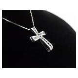 .925 Sterling Silver Crystal Cross Pendant Necklace .925 Sterling Silver Crystal Cross Pendant Necklace