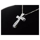 .925 Sterling Silver Crystal Cross Pendant Necklace .925 Sterling Silver Crystal Cross Pendant Necklace
