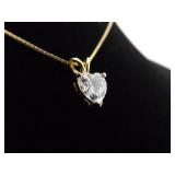 .925 Sterling Silver Crustal Heart Vermeil Pendant Necklace .925 Sterling Silver Crustal Heart Vermeil Pendant Necklace