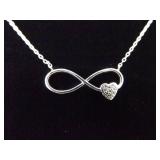 .925 Sterling Silver Infinity Crystal Heart Pendant Necklace .925 Sterling Silver Infinity Crystal Heart Pendant Necklace