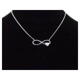 .925 Sterling Silver Infinity Crystal Heart Pendant Necklace .925 Sterling Silver Infinity Crystal Heart Pendant Necklace
