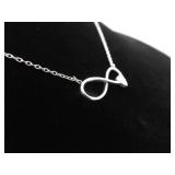 .925 Sterling Silver Infinity Crystal Heart Pendant Necklace .925 Sterling Silver Infinity Crystal Heart Pendant Necklace