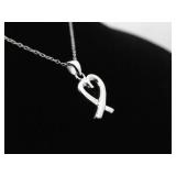 .925 Sterling Silver Ribbon Heart Pendant Necklace .925 Sterling Silver Ribbon Heart Pendant Necklace