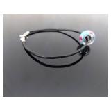 .925 Sterling Silver Clasp Leather Blown Glass Charm Bead Bracelet Size 7.75 .925 Sterling Silver Clasp Leather Blown Glass Charm Bead Bracelet Size 7.75
