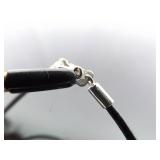 .925 Sterling Silver Clasp Leather Blown Glass Charm Bead Bracelet Size 7.75 .925 Sterling Silver Clasp Leather Blown Glass Charm Bead Bracelet Size 7.75
