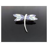 .925 Sterling Silver Inlayed Mother of Pearl Dragonfly Brooch .925 Sterling Silver Inlayed Mother of Pearl Dragonfly Brooch