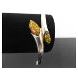 .925 Sterling Silver Amber Bracelet Size 7.5 .925 Sterling Silver Amber Bracelet Size 7.5