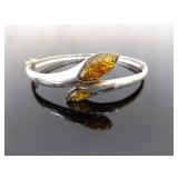.925 Sterling Silver Amber Bracelet Size 7.5 .925 Sterling Silver Amber Bracelet Size 7.5