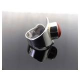 .925 Sterling Silver Coral Cabochon Adjustable Ring Currently Size 10 .925 Sterling Silver Coral Cabochon Adjustable Ring Currently Size 10