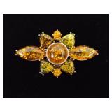 .925 Sterling Silver Amber Cabochon Bursting Brooch .925 Sterling Silver Amber Cabochon Bursting Brooch