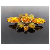 .925 Sterling Silver Amber Cabochon Bursting Brooch .925 Sterling Silver Amber Cabochon Bursting Brooch