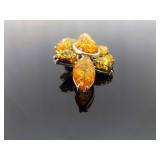 .925 Sterling Silver Amber Cabochon Bursting Brooch .925 Sterling Silver Amber Cabochon Bursting Brooch