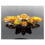 .925 Sterling Silver Amber Cabochon Bursting Brooch .925 Sterling Silver Amber Cabochon Bursting Brooch