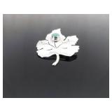 .925 Sterling Silver Turquoise Cabochon Leaf Brooch .925 Sterling Silver Turquoise Cabochon Leaf Brooch