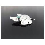 .925 Sterling Silver Turquoise Cabochon Leaf Brooch .925 Sterling Silver Turquoise Cabochon Leaf Brooch