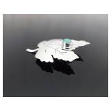 .925 Sterling Silver Turquoise Cabochon Leaf Brooch .925 Sterling Silver Turquoise Cabochon Leaf Brooch