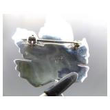 .925 Sterling Silver Turquoise Cabochon Leaf Brooch .925 Sterling Silver Turquoise Cabochon Leaf Brooch