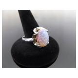 .925 Sterling Silver Dichroic Cotton Candy Glass Cabochon Thumb Ring Size 13.5 .925 Sterling Silver Dichroic Cotton Candy Glass Cabochon Thumb Ring Size 13.5