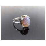 .925 Sterling Silver Dichroic Cotton Candy Glass Cabochon Thumb Ring Size 13.5 .925 Sterling Silver Dichroic Cotton Candy Glass Cabochon Thumb Ring Size 13.5